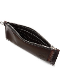 dunkelbraune Leder Clutch Handtasche von Berluti