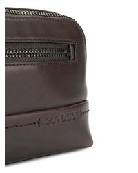 dunkelbraune Leder Clutch Handtasche von Bally