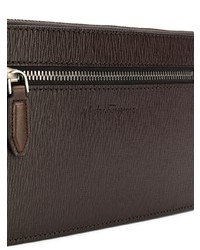 dunkelbraune Leder Clutch Handtasche von Salvatore Ferragamo