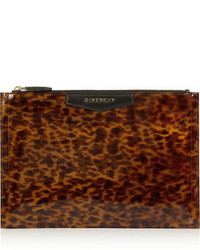 dunkelbraune Leder Clutch mit Leopardenmuster von Givenchy