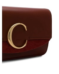 dunkelbraune Leder Clutch von Chloé