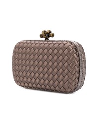 dunkelbraune Leder Clutch von Bottega Veneta