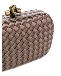 dunkelbraune Leder Clutch von Bottega Veneta