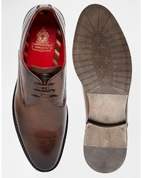 dunkelbraune Leder Derby Schuhe von Base London