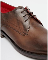 dunkelbraune Leder Derby Schuhe von Base London