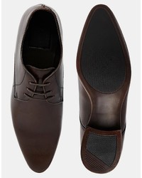 dunkelbraune Leder Derby Schuhe von Asos