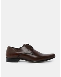 dunkelbraune Leder Derby Schuhe von Asos