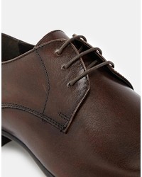 dunkelbraune Leder Derby Schuhe von Asos