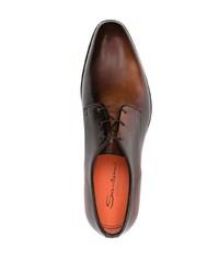 dunkelbraune Leder Derby Schuhe von Santoni