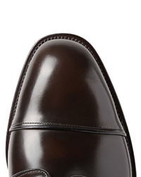 dunkelbraune Leder Derby Schuhe von Prada