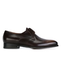 dunkelbraune Leder Derby Schuhe von Santoni