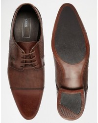 dunkelbraune Leder Derby Schuhe von Asos