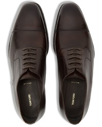 dunkelbraune Leder Derby Schuhe von Tom Ford