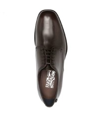 dunkelbraune Leder Derby Schuhe von Salvatore Ferragamo