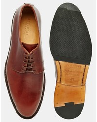 dunkelbraune Leder Derby Schuhe von Selected