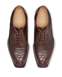 dunkelbraune Leder Derby Schuhe von Fendi