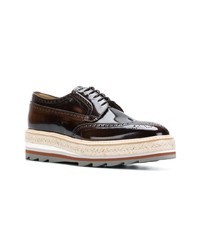 dunkelbraune Leder Derby Schuhe von Prada