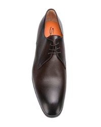 dunkelbraune Leder Derby Schuhe von Santoni