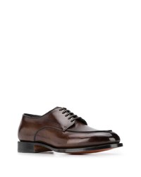 dunkelbraune Leder Derby Schuhe von Santoni