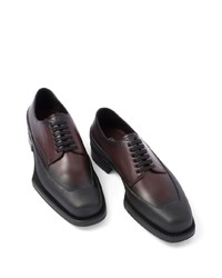 dunkelbraune Leder Derby Schuhe von Prada