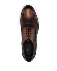 dunkelbraune Leder Derby Schuhe von Etro