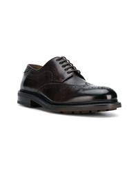 dunkelbraune Leder Derby Schuhe von Salvatore Ferragamo