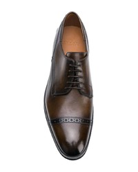 dunkelbraune Leder Derby Schuhe von Bally