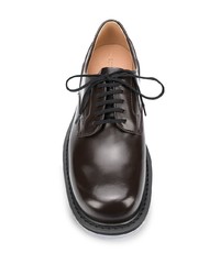 dunkelbraune Leder Derby Schuhe von Bottega Veneta