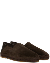 dunkelbraune Leder Espadrilles von Officine Generale