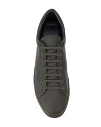dunkelbraune Leder niedrige Sneakers mit Karomuster von Burberry