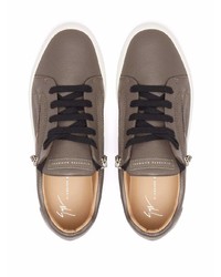 dunkelbraune Leder niedrige Sneakers von Giuseppe Zanotti