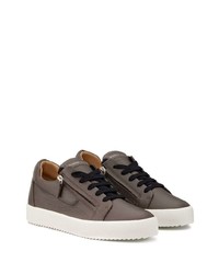 dunkelbraune Leder niedrige Sneakers von Giuseppe Zanotti