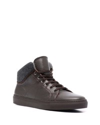 dunkelbraune Leder niedrige Sneakers von Corneliani