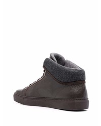 dunkelbraune Leder niedrige Sneakers von Corneliani