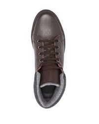 dunkelbraune Leder niedrige Sneakers von Corneliani