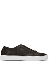 dunkelbraune Leder niedrige Sneakers von Brioni