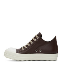 dunkelbraune Leder niedrige Sneakers von Rick Owens