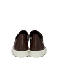 dunkelbraune Leder niedrige Sneakers von Rick Owens