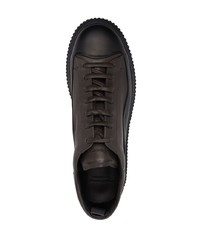 dunkelbraune Leder niedrige Sneakers von Officine Creative