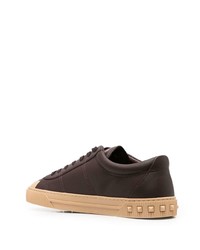 dunkelbraune Leder niedrige Sneakers von Valentino Garavani