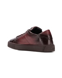 dunkelbraune Leder niedrige Sneakers von Santoni