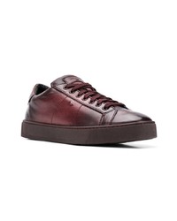 dunkelbraune Leder niedrige Sneakers von Santoni