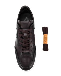 dunkelbraune Leder niedrige Sneakers von Tod's