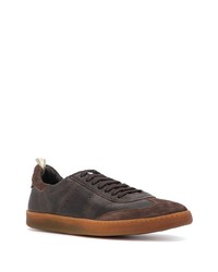 dunkelbraune Leder niedrige Sneakers von Officine Creative