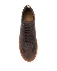 dunkelbraune Leder niedrige Sneakers von Officine Creative