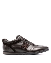 dunkelbraune Leder niedrige Sneakers von Corneliani