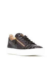 dunkelbraune Leder niedrige Sneakers von Giuseppe Zanotti