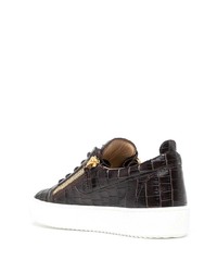 dunkelbraune Leder niedrige Sneakers von Giuseppe Zanotti