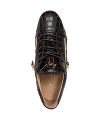 dunkelbraune Leder niedrige Sneakers von Giuseppe Zanotti