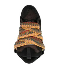 dunkelbraune Leder niedrige Sneakers von Lanvin